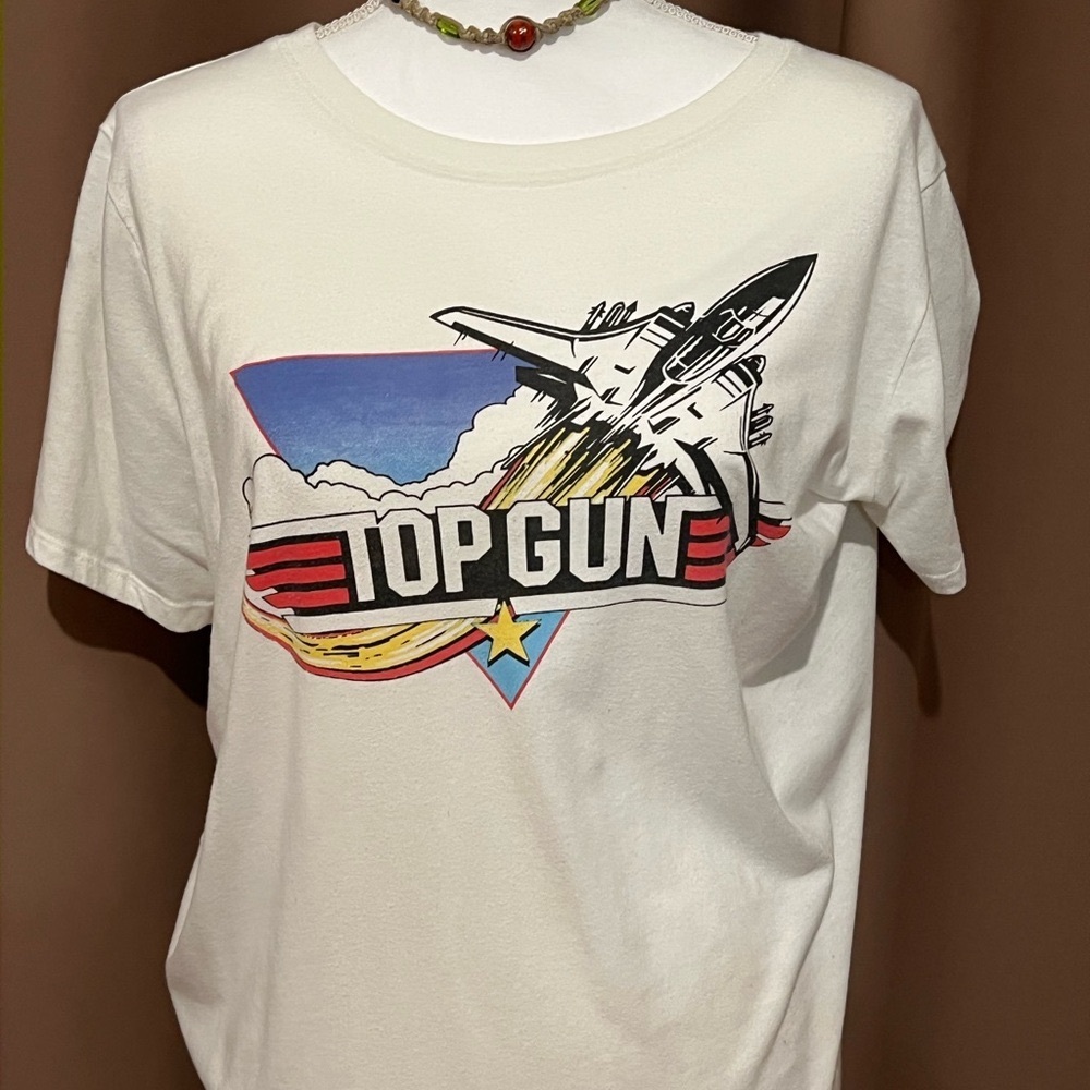 Top Gun Graphic Tee in White with Multicolor Print